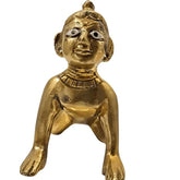 Laddu Gopal Ji Idol, Kishore Ji Brass Idol, Thakur Ji, Gold, Brass, Size - Big, For Your Home, Office, Temple | Handcrafted Statue, Compact Design, Perfect For Worship & Décor, Lord Krishna
